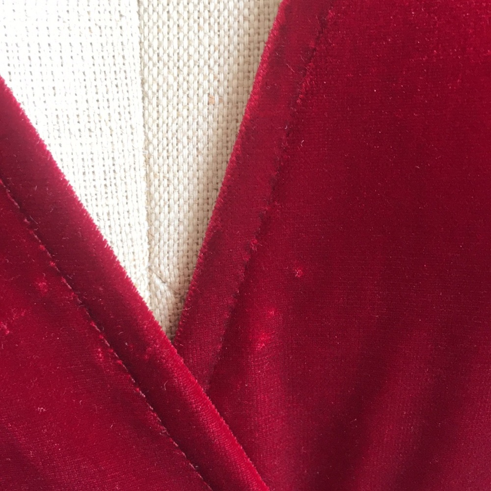 BHLDN red velvet short sleeves asymmetric wrap dress witchy goth fairy holidays - Picture 14 of 15